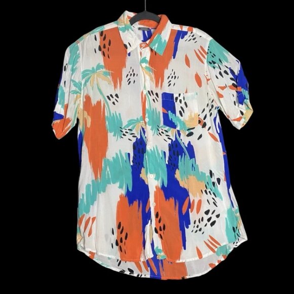 Fisher Crssd 2019 EDM DJ Merch Button Up Short Sleeve Printed Shirt Size XL - Picture 1 of 5
